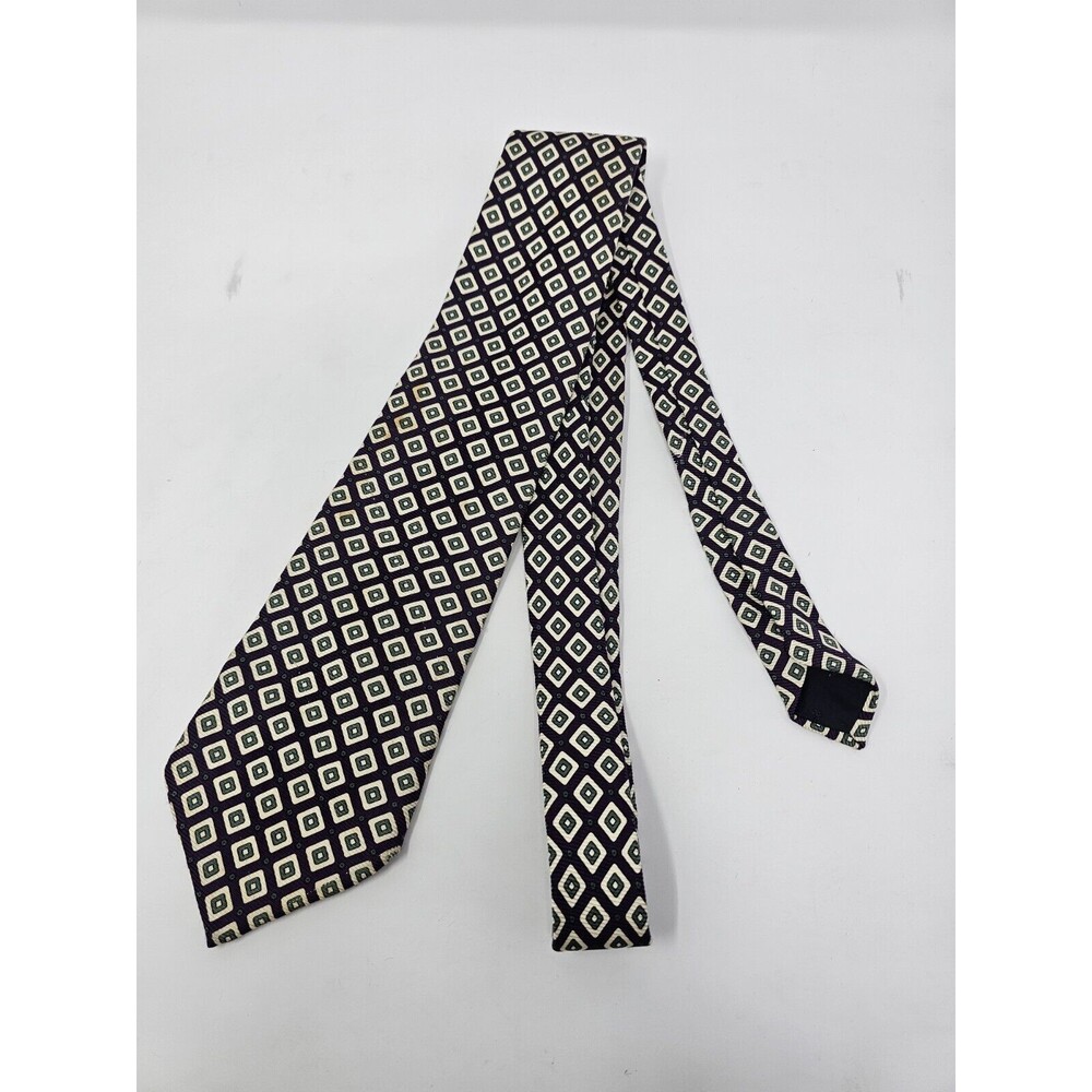 Brooks Brothers Makers Purple Green White Geometric Silk Neck Tie 63in